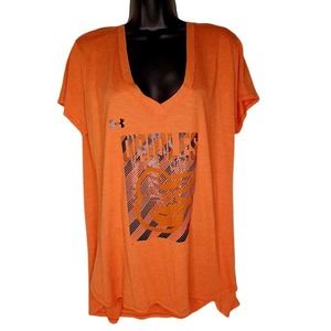 Heatgear MLB Womens 2XL Orange Baltimore Orioles V Neck Fan T-shirt NEW